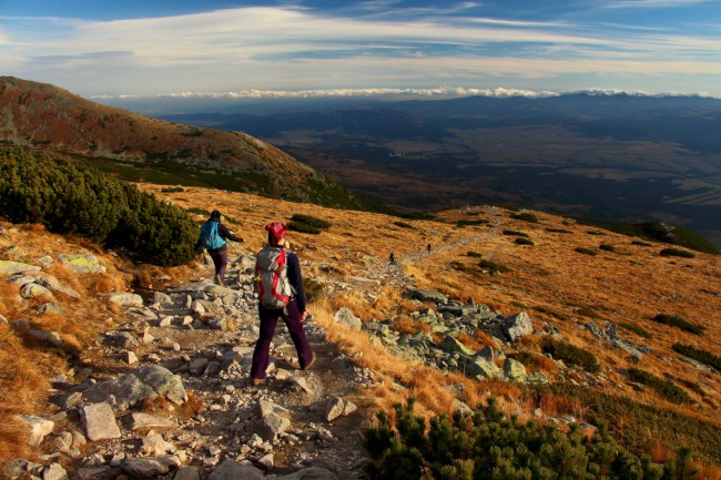 Vrchol hory Kriváň, sestup přes Jamy, Vysoké Tatry, Slovensko