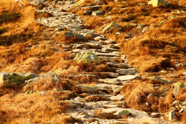 Vrchol hory Kriváň, sestup přes Jamy, Vysoké Tatry, Slovensko