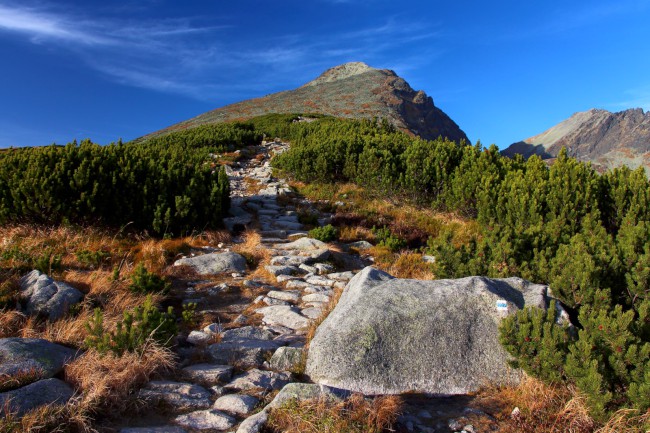 Vrchol hory Kriváň, sestup přes Jamy, Vysoké Tatry, Slovensko