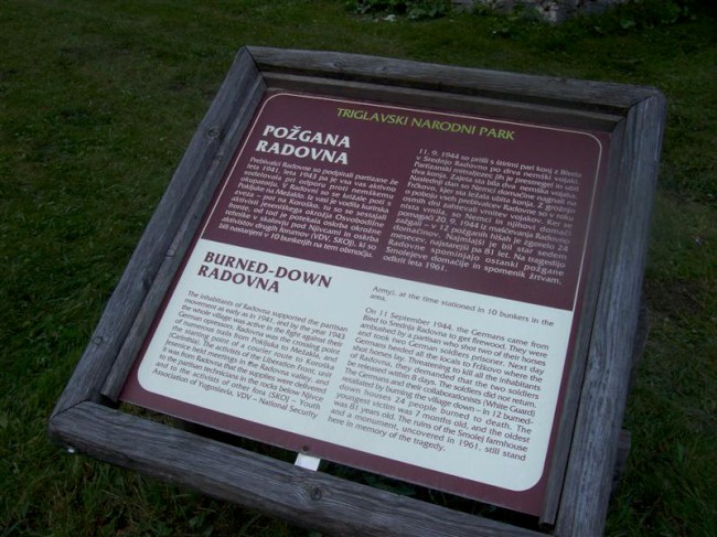 Vypálená vesnice Radovna, Triglavký národní park, Slovinsko
