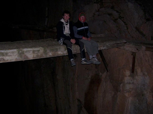 Noční procházka po Caminito del Rey, Cesta krále, El Chorro, Andalusie, Španělsko