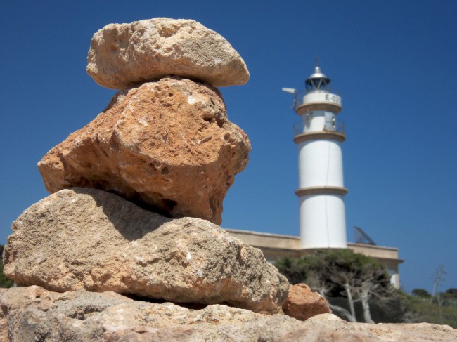 Maják Cap de les Salines, jižní pobřeží, Mallorca, Baleárské ostrovy, Španělsko