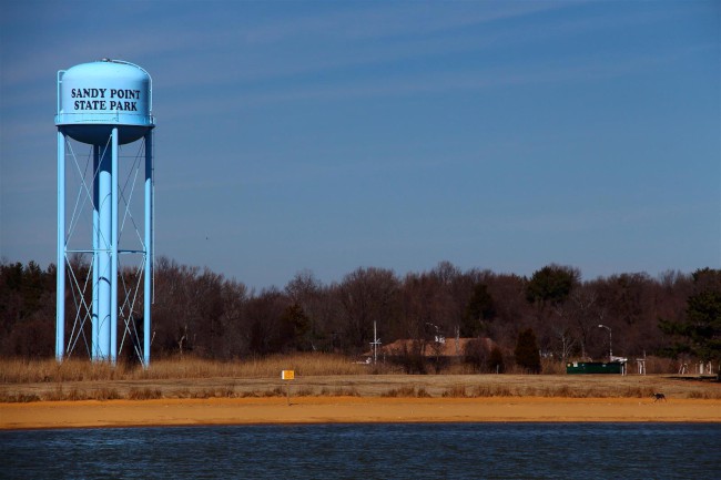 Jižní pláž, Sandy Point státní park, Maryland, Spojené státy americké (USA)