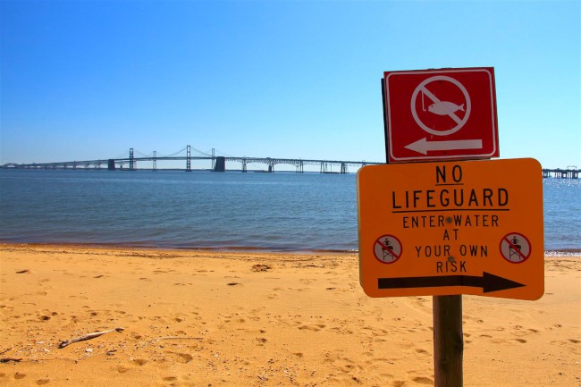 Jižní pláž, Sandy Point státní park, Maryland, Spojené státy americké (USA)