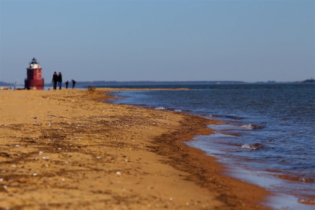 Jižní pláž, Sandy Point státní park, Maryland, Spojené státy americké (USA)