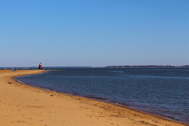 Jižní pláž, Sandy Point státní park, Maryland, Spojené státy americké (USA)