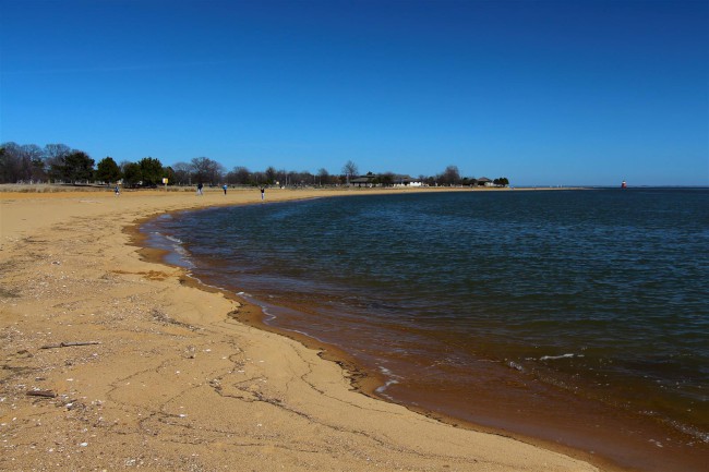 Jižní pláž, Sandy Point státní park, Maryland, Spojené státy americké (USA)