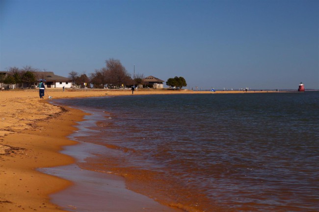 Jižní pláž, Sandy Point státní park, Maryland, Spojené státy americké (USA)