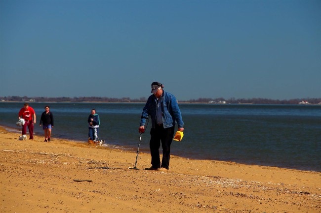 Jižní pláž, Sandy Point státní park, Maryland, Spojené státy americké (USA)