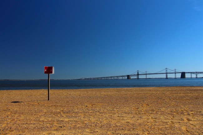 Jižní pláž, Sandy Point státní park, Maryland, Spojené státy americké (USA)