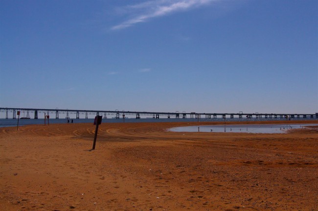 Východní pláž, Sandy Point státní park, Maryland, Spojené státy americké (USA)