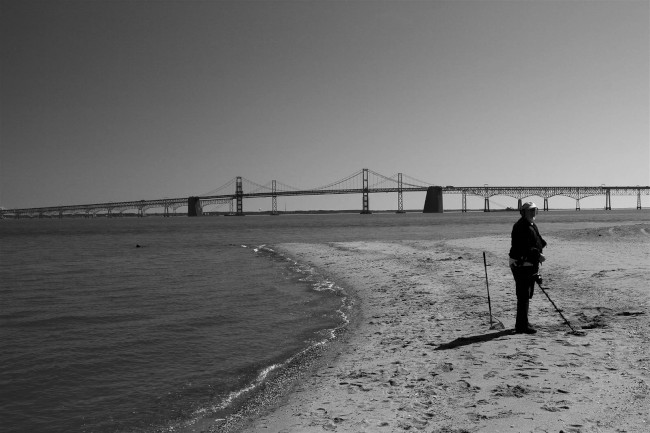 Východní pláž, Sandy Point státní park, Maryland, Spojené státy americké (USA)