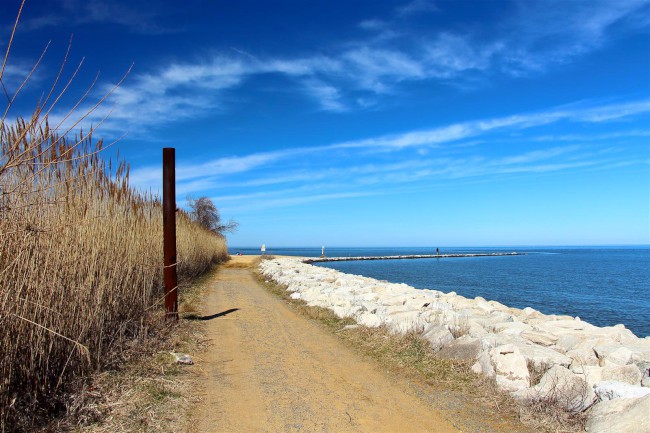 Východní pláž, Sandy Point státní park, Maryland, Spojené státy americké (USA)