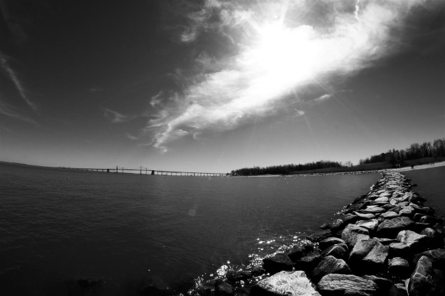 Východní pláž, Sandy Point státní park, Maryland, Spojené státy americké (USA)