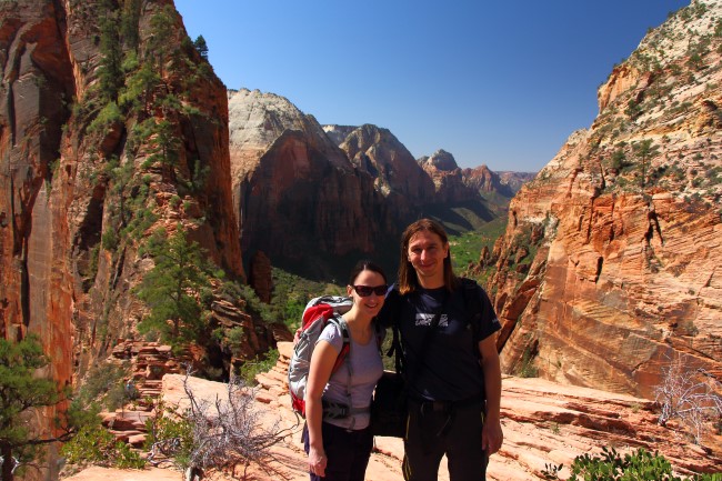 Výstup Angels landing trail, Zion národní park, Utah, USA