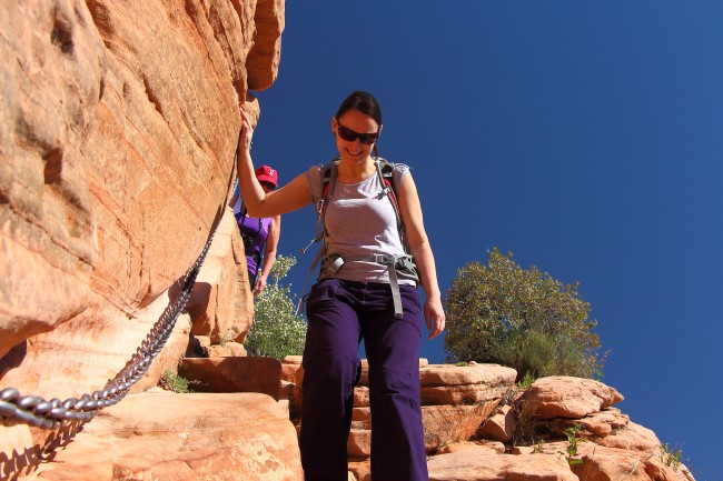 Výstup Angels landing trail, Zion národní park, Utah, USA