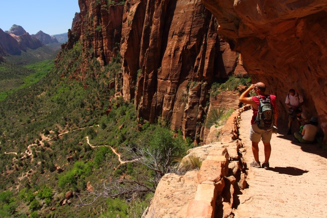 Výstup Angels landing trail, Zion národní park, Utah, USA