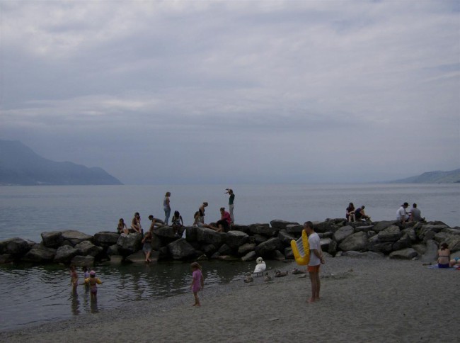 Montreux, Ženevské jezero, Alpy, Masiv Mont Blanc, Alpy, Švýcarsko, Francie