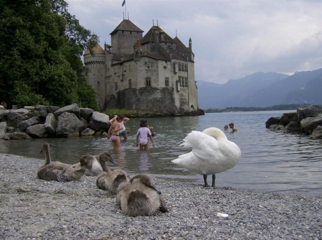 Montreux, Ženevské jezero, Alpy, Masiv Mont Blanc, Alpy, Švýcarsko, Francie