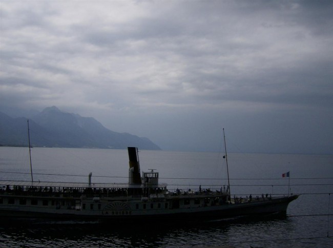 Montreux, Ženevské jezero, Alpy, Masiv Mont Blanc, Alpy, Švýcarsko, Francie